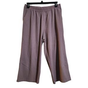 Ecupper 100% Cotton Pants Palazzo Crop Pull on Wide Leg Women 2XL Boho Lagenlook